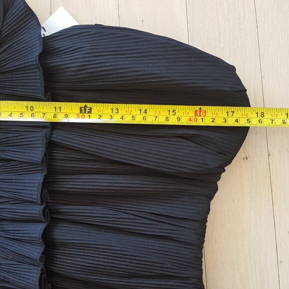 RONNY KOBO ! Daniel Strapless Gathered Ruffle Trim Rosette Mini Dress, M - Picture 10 of 13